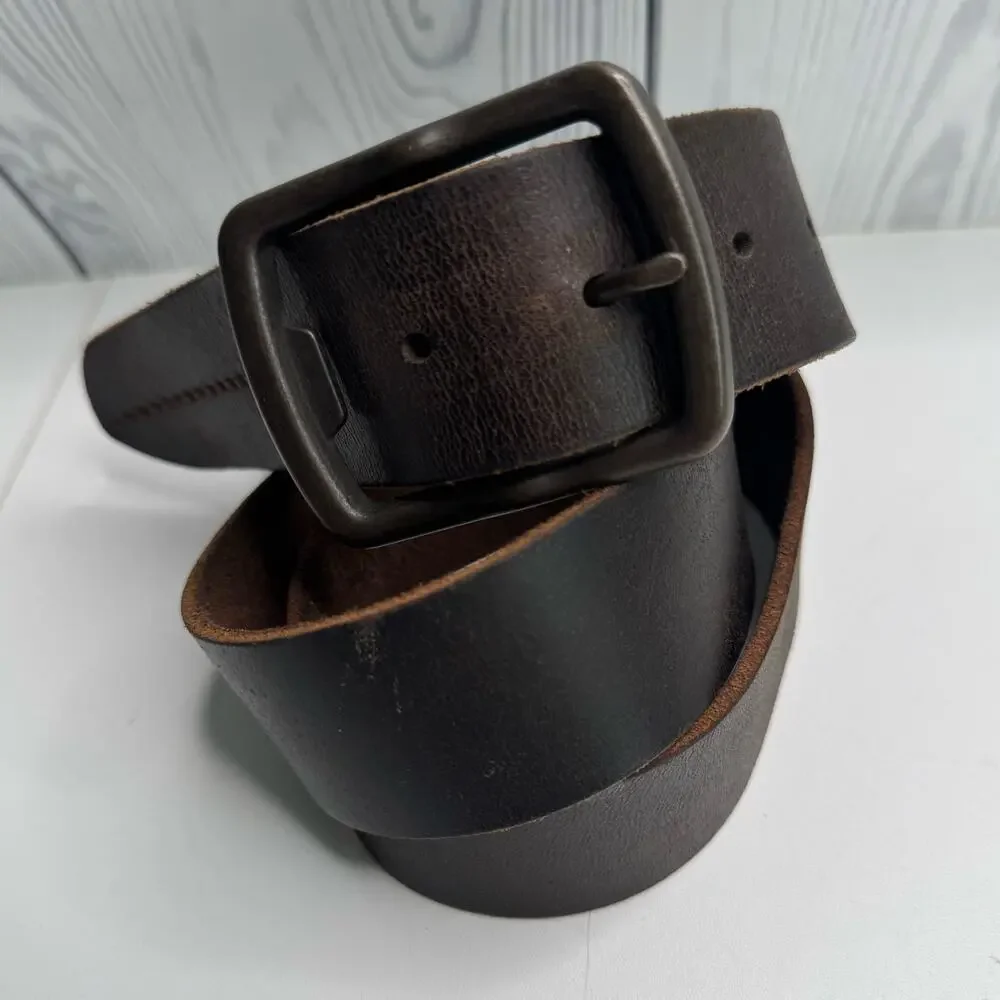 Vintage American Eagle Belt Mens Genuine Leather Brown  Y2K Sz 38